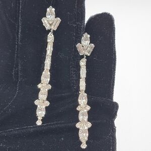 Vintage Earrings With Clear Crystals #1673